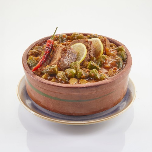 TAJINE OKRA &MEAT WITH RICE +SALAD