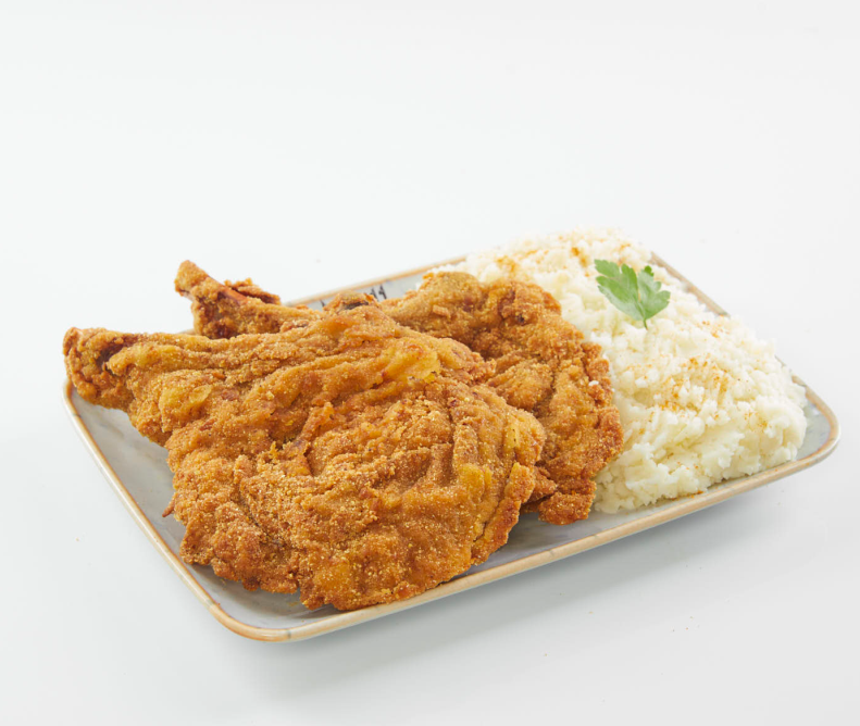 ريش بتلو بانيه مع البطاطس المهروسة